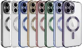 Apple iPhone 14 Pro Max (6.7) Kılıf Kamera Korumalı Şeffaf Magsafe Wireless Şarj Özellikli Demre Kapak - Gold