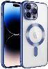 Apple iPhone 14 Pro Max (6.7) Kılıf Kamera Korumalı Şeffaf Magsafe Wireless Şarj Özellikli Demre Kapak - Sierra Mavi