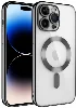 Apple iPhone 14 Pro Max (6.7) Kılıf Kamera Korumalı Şeffaf Magsafe Wireless Şarj Özellikli Demre Kapak - Siyah