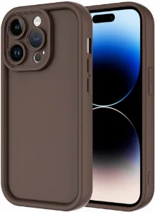 Apple iPhone 14 Pro Max (6.7) Kılıf Kamera Korumalı Silikon Ananas Kapak - Kahve