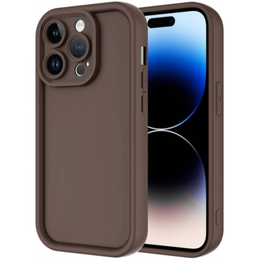 Apple iPhone 14 Pro Max (6.7) ile Uyumlu Kılıf Kamera Korumalı Silikon Ananas Kapak - Kahve