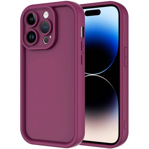 Apple iPhone 14 Pro Max (6.7) ile Uyumlu Kılıf Kamera Korumalı Silikon Ananas Kapak - Mürdüm