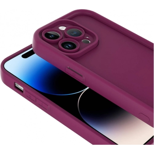 Apple iPhone 14 Pro Max (6.7) ile Uyumlu Kılıf Kamera Korumalı Silikon Ananas Kapak - Mürdüm