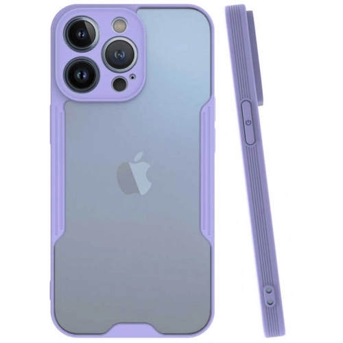 Apple iPhone 14 Pro Max (6.7) Kılıf Renkli Silikon Kamera Lens Korumalı Şeffaf Parfe Kapak - Lila
