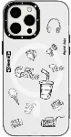 Apple iPhone 14 Pro Max (6.7) Kılıf Magsafe Şarj Özellikli Desenli Youngkit Plaything Serisi Kapak - Beyaz