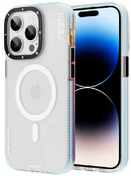 Apple iPhone 14 Pro Max (6.7) Kılıf Magsafe Şarj Özellikli Youngkit Jane Sand Serisi Kapak - Mavi