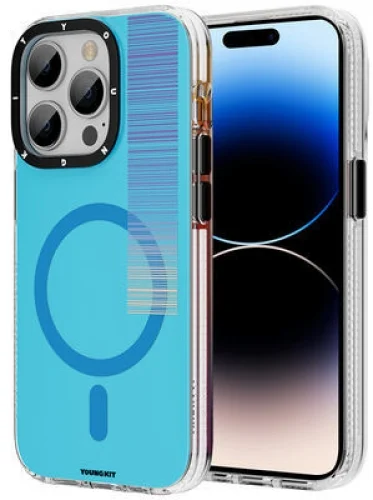 Apple iPhone 14 Pro Max (6.7) Kılıf Magsafe Şarj Özellikli Youngkit Pure Serisi Kapak - Mavi