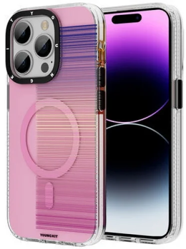 Apple iPhone 14 Pro Max (6.7) Kılıf Magsafe Şarj Özellikli Youngkit Pure Serisi Kapak - Pembe