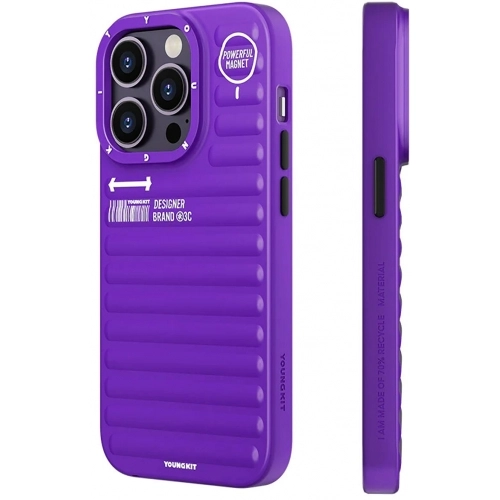 Apple iPhone 14 Pro Max (6.7) Kılıf Mat Renkli Tasarım YoungKit Original Serisi Kapak - Mor