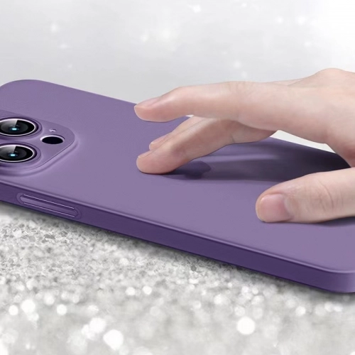 Apple iPhone 14 Pro Max (6.7) Kılıf Mat Şeffaf Esnek Kaliteli Ultra İnce PP Silikon - Koyu Mor