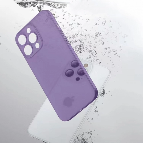 Apple iPhone 14 Pro Max (6.7) Kılıf Mat Şeffaf Esnek Kaliteli Ultra İnce PP Silikon - Koyu Mor