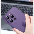 Apple iPhone 14 Pro Max (6.7) Kılıf Mat Şeffaf Esnek Kaliteli Ultra İnce PP Silikon  - Koyu Mor