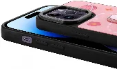 Apple iPhone 14 Pro Max (6.7) Kılıf Parlayan Kabartmalı İkonik Figürlü Amas Silikon Kapak - Pembe