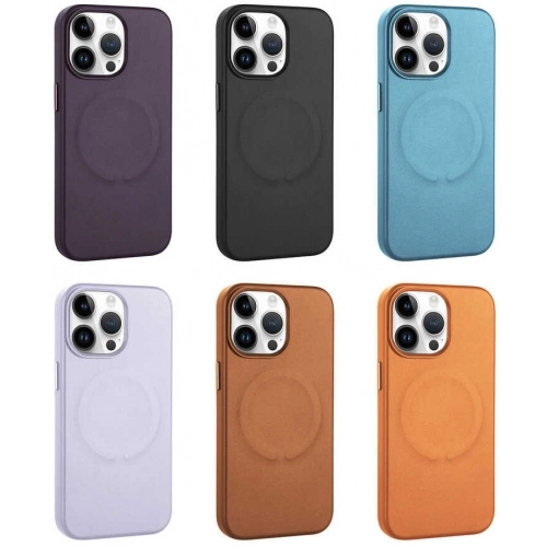 Apple iPhone 14 Pro Max (6.7) Kılıf PU Deri Magsafe Wireless Şarj Özellikli Derix Kapak - Derin Mor