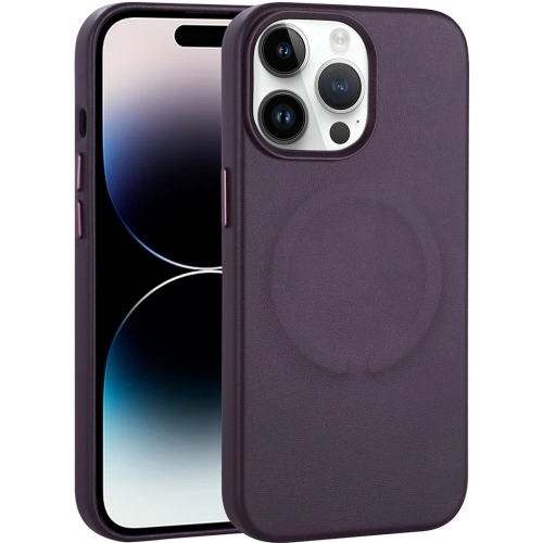 Apple iPhone 14 Pro Max (6.7) Kılıf PU Deri Magsafe Wireless Şarj Özellikli Derix Kapak - Derin Mor