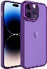 Apple iPhone 14 Pro Max (6.7) Kılıf Şeffaf Esnek Silikon Kenarları Buzlu Kamera Korumalı Post Kapak - Derin Mor