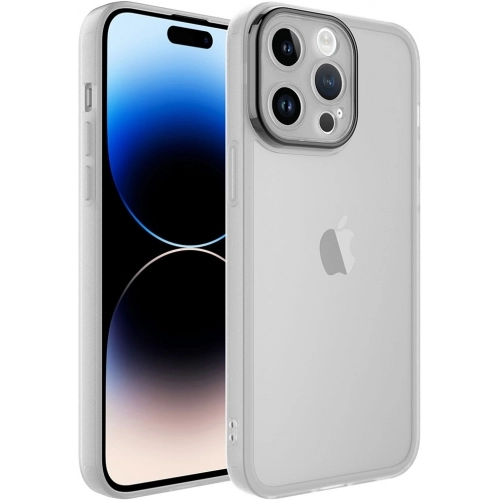 Apple iPhone 14 Pro Max (6.7) Kılıf Şeffaf Esnek Silikon Kenarları Buzlu Kamera Korumalı Post Kapak - Şeffaf