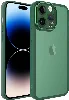 Apple iPhone 14 Pro Max (6.7) Kılıf Şeffaf Esnek Silikon Kenarları Buzlu Kamera Korumalı Post Kapak - Yeşil