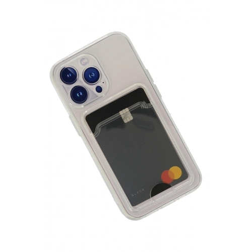 Apple iPhone 14 Pro Max (6.7) Kılıf Şeffaf Kartlıklı Silikon Kapak