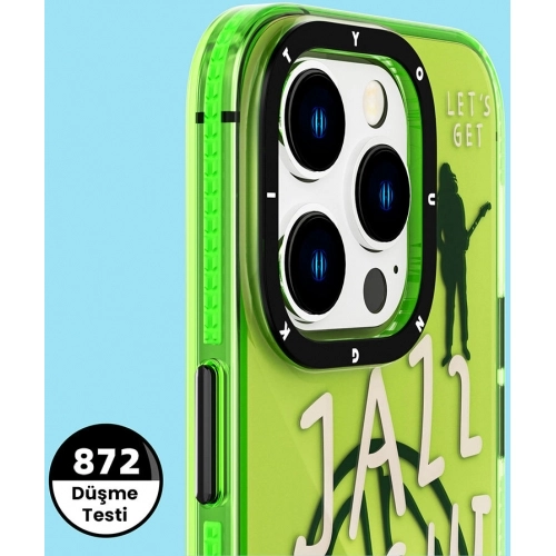 Apple iPhone 14 Pro Max (6.7) Kılıf Şeffaf Renkli Yazı Temalı Tasarım YoungKit Jazz Serisi Kapak - Pembe