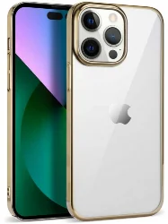 Apple iPhone 14 Pro Max (6.7) Kılıf Silikon Renkli Esnek Pixel Kapak - Gold