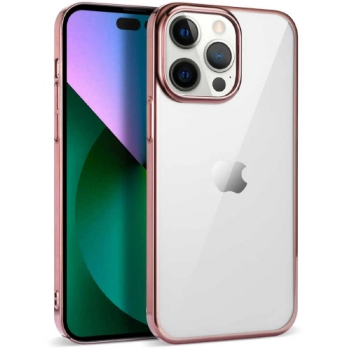 Apple iPhone 14 Pro Max (6.7) Kılıf Silikon Renkli Esnek Pixel Kapak - Rose Gold