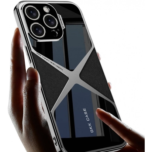 Apple iPhone 14 Pro Max (6.7) Kılıf Ultra İnce Kamera Korumalı PC + Deri Arka Yüzey X-Pro Kapak - Siyah