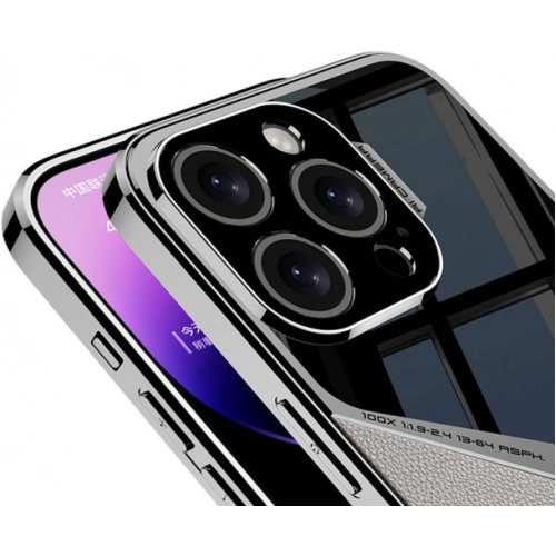 Apple iPhone 14 Pro Max (6.7) Kılıf Ultra İnce Kamera Korumalı PC + Deri Arka Yüzey X-Pro Kapak  - Siyah