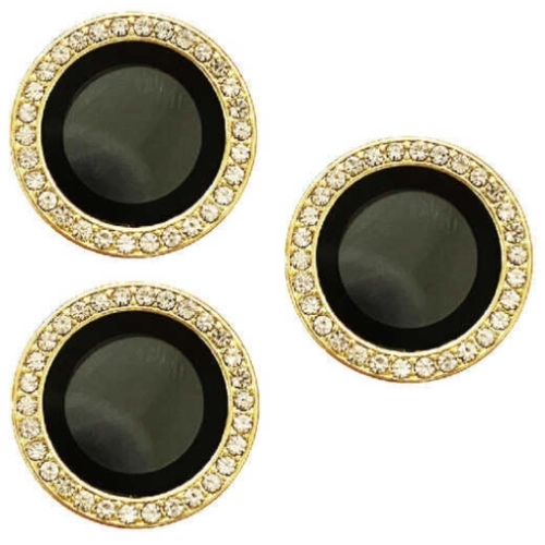 Apple iPhone 14 Pro Max (6.7) Lens Kamera Koruyucu Taşlı Parmak İzi Bırakmaz CL-06 - Gold