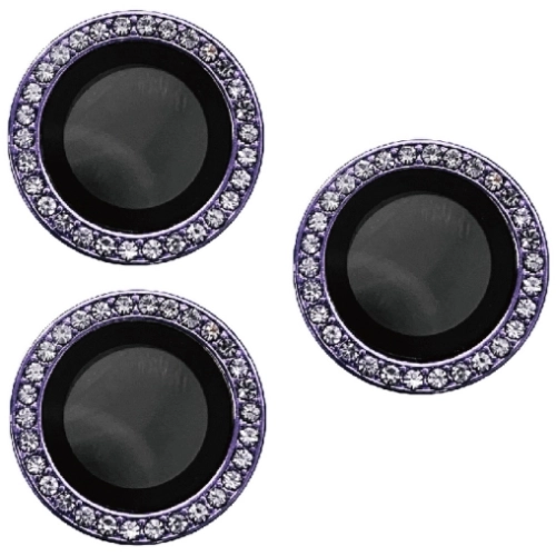 Apple iPhone 14 Pro Max (6.7) Lens Kamera Koruyucu Taşlı Parmak İzi Bırakmaz CL-06 - Koyu Mor