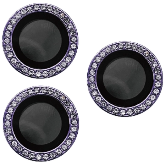 Apple iPhone 14 Pro Max (6.7) Lens Kamera Koruyucu Taşlı Parmak İzi Bırakmaz CL-06 - Koyu Mor