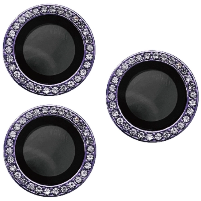 Apple iPhone 14 Pro Max (6.7) Lens Kamera Koruyucu Taşlı Parmak İzi Bırakmaz CL-06 - Koyu Mor