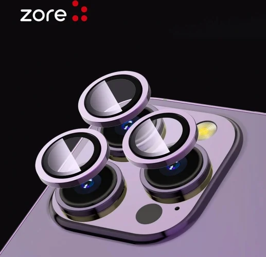 Apple iPhone 14 Pro Max (6.7) Lens Kamera Koruyucu Parmak İzi Bırakmayan Anti-Reflective CL-12 - Gümüş