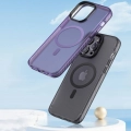 Apple iPhone 14 Pro Max (6.7) Mat Arka Yüzey Wireless Şarj Özellikli Zore Locik Kapak - Koyu Mor