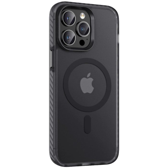 Apple iPhone 14 Pro Max (6.7) Mat Arka Yüzey Wireless Şarj Özellikli Zore Locik Kapak - Siyah