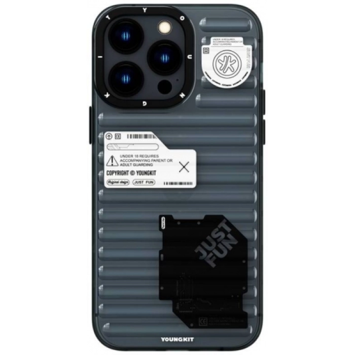 Apple iPhone 14 Pro Max (6.7) Şeffaf Renkli Tasarım YoungKit Fluorite Serisi Kapak - Siyah