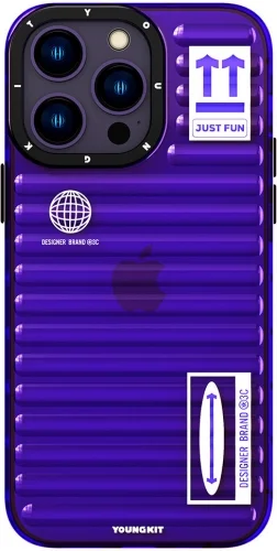 Apple iPhone 14 Pro Max (6.7) Şeffaf Renkli Tasarım YoungKit Fluorite Serisi Kapak - Siyah