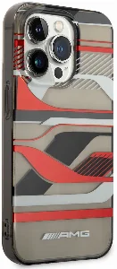 Apple iPhone 14 Pro Max (6.7) Kılıf AMG Transparan Grafik Dizayn Kapak - Siyah-Kırmızı