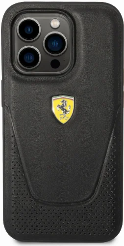 Apple iPhone 14 Pro Max (6.7) Kılıf Ferrari Deri Delikli Dizayn Kapak - Siyah