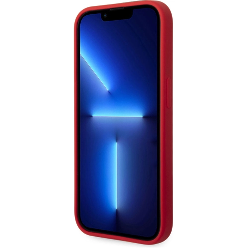 Apple iPhone 14 Pro Max (6.7) Kılıf Ferrari Magsafe Şarj Özellikli Silikon Metal Logo Dizayn Kapak - Kırmızı