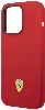 Apple iPhone 14 Pro Max (6.7) Kılıf Ferrari Magsafe Şarj Özellikli Silikon Metal Logo Dizayn Kapak - Kırmızı