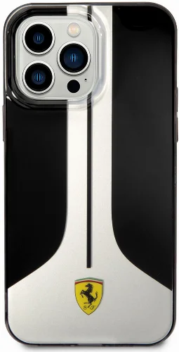 Apple iPhone 14 Pro Max (6.7) Kılıf Ferrari Orjinal Lisanslı 296 Çizgili Dizayn Kapak - Siyah