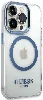 Apple iPhone 14 Pro Max Kılıf GUESS Magsafe Şarj Özellikli Metal Kamera Çerçeveli Kapak - Mavi
