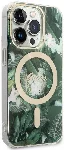 Apple iPhone 14 Pro Max Kılıf GUESS Magsafe Şarj Özellikli Yaprak Desenli Magsafe Şarj Kablolu Kapak - Yeşil