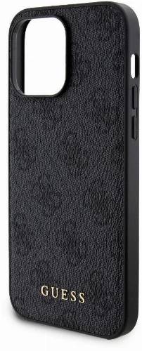 Apple iPhone 14 Pro Max Kılıf Guess Orjinal Lisanslı Magsafe Şarj Özellikli Yazı Logolu 4G Desenli Kapak + Powerbank 5000mAh 2in1 Set - Siyah