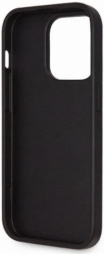 Apple iPhone 14 Pro Max Kılıf Guess Orjinal Lisanslı PU Deri Taşlı Üçgen Logo 4G Desenli Kapak - Kahverengi