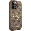 Apple iPhone 14 Pro Max (6.7) Kılıf GUESS PU Deri Büyük Metal Logo Dizaynlı Kapak - Kahverengi