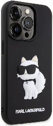 Apple iPhone 14 Pro Max (6.7) Kılıf Karl Lagerfeld 3D Rubber Choupette Dizayn Kapak - Siyah