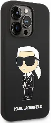 Apple iPhone 14 Pro Max (6.7) Kılıf Karl Lagerfeld Magsafe Şarj Özellikli Silikon Karl Dizayn Kapak - Siyah