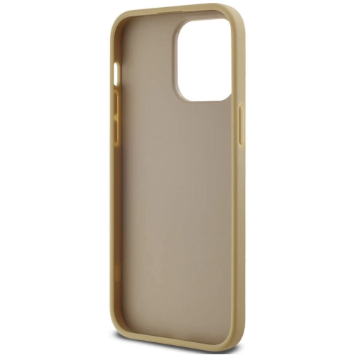 Apple iPhone 14 Pro Max (6.7) Kılıf Karl Lagerfeld Orjinal Lisanslı 3D KL Yazılı Tüylü Arka Yüzey Saffiano Rhinestones Kapak - Gold